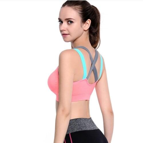 Womens Yoga Push Ups Sports Bra Fitness Underwear Shockproof Straps Top Back-to-back Cross-American Quick-drying Vest Bra