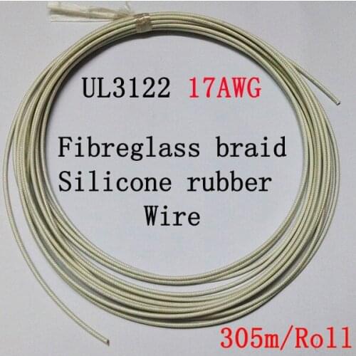 1 Sqmm UL3122 17AWG Fiberglass Braid Jacket Electric Wire,Silicone Rubber, 200Celsius Heatproof, Tinned Copper Cooking Machine