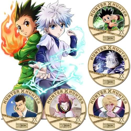 1 Pcs Cute Anime Hunter X Hunter Hisoka Gon Freecss Zoldyck Commemorative Coins Cosplay Collection Metal Coins Gift Figure Toys