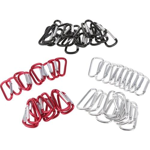 20Pcs Multiuse Aluminum Alloy Carabiner D Shaped Hook Clip Key Chain Fishing Tools