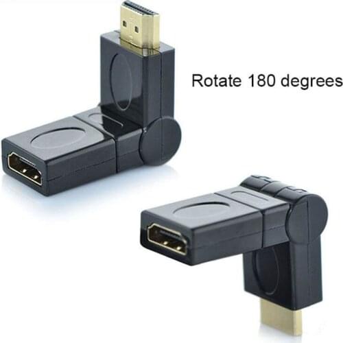 200pcs/lot *1080P HDMI 1.4 Angled Type HDMI to HDMI Male to Female 90 180 360 Degree Rotating Adapter Connector