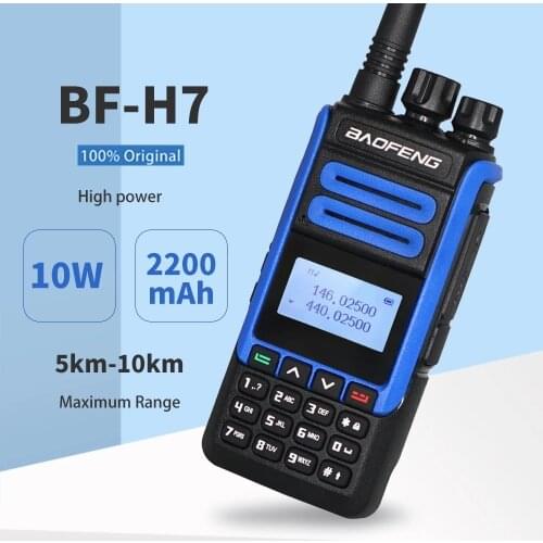 2020 Real 10W BaoFeng BF-H7 High Power Walkie Talkie 10KM Dual Band Portable CB Ham Radio BF H7 FM Transceiver Amateur Intercom