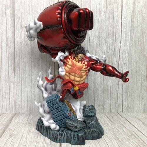 41cm One Piece Luffy Gear 4 Bound Man Battle Form Statue PVC Red Color Monkey D Luffy Desk Decoration Collection Model Toys