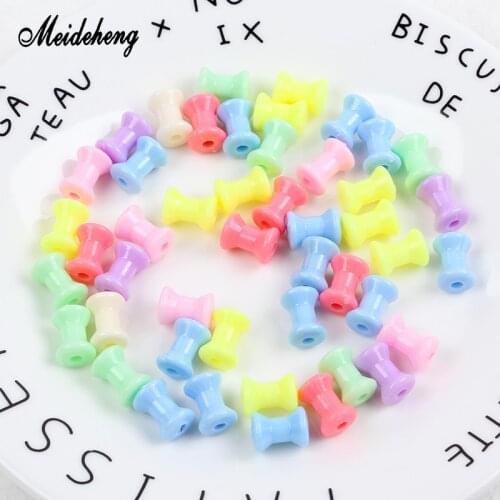 Meideheng Acrylic Beads Spring Light Color Dumbbell Kids Toys Bead Accessories For Jewelry Making Handmade Crafts Material