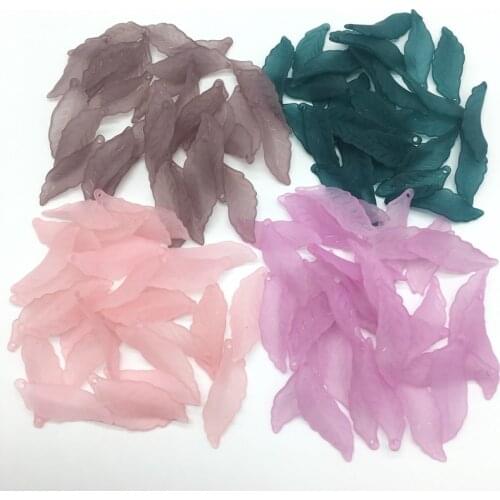 29mm 38mm Acrylic Translucent Frosted Artificial leaves Beads Plastic Fit Jewelry DIY Craft Accessories Fit Jewelry Handmade