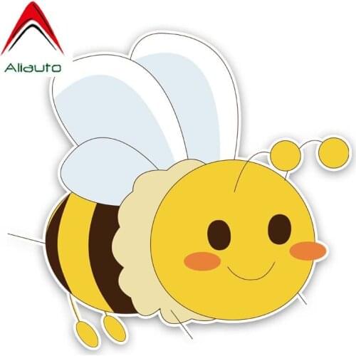 Aliauto Funny Car Sticker A Lovely Little Bee Decal Accessories PVC Cover Scratches for Volkswagen Polo Ford BMW Audi,14cm*13cm