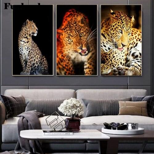 Diamond Mosaic leopard painting Diamond Embroidery hobby Square Diamond Painting Landscape Handicraft Gift 3 pcs Decor FF3896