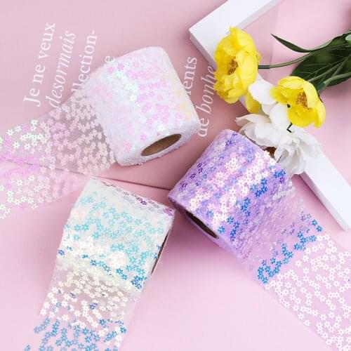 10Yards/Roll 6CM Sequins Tulle Roll Organza Baby Shower Party Supplies DIY Hair Bows Handmade Materials Y2021010808