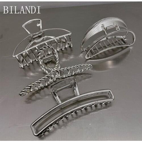 Bilandi 2021 New Hyperbole Big Metal Hair Claw Clips Big Size Makeup Hair Styling Barrettes Hairpin for Women Hair Accessories