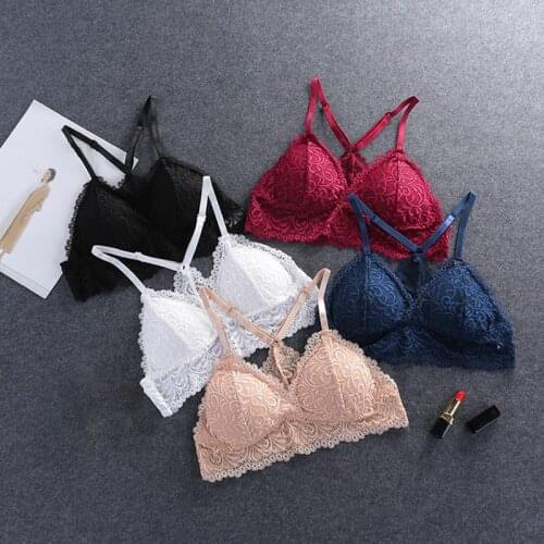 Bra Wireless Bras for Women Lingerie BH Lace Sexy Bralette Push Up Bra Plus Size Y-line Straps Backless Lace Bras Large Size
