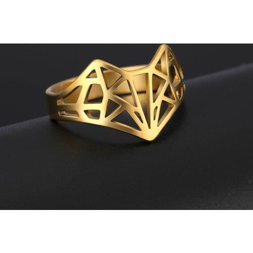 COOLTIME Fox Animal Hollow Ring Silver Color Adjustable Stainless Steel Party Rings Gift for Men Women Girlfriend Lover Jewelry