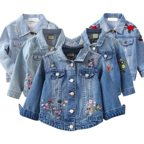 Denim jacket for girls Coat Flower Fashion Childrens Spring Autumn Coat Kids Jacket gifts for birthday