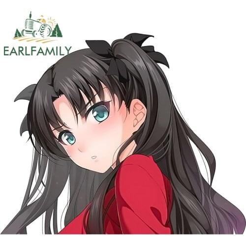 EARLFAMILY 13cm x 10.6cm for Fate Stay Night Tohsaka Rin Scratch-Proof RV Trunk Motorcycle Car Stickers Decal Cartoon Decoration