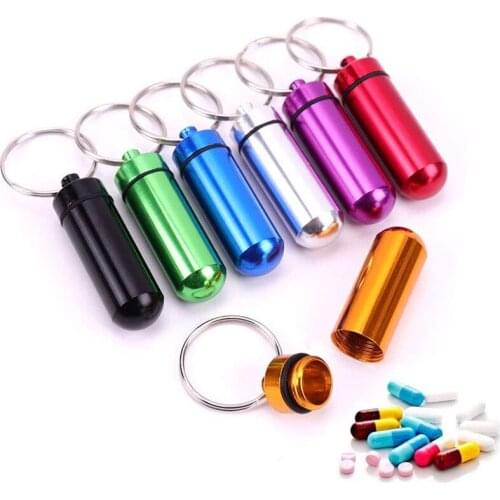 Aluminum Alloy Pill Box Case Waterproof Tablet Storage Box Bottle Case Holder Mini Medicine Container With Keychain