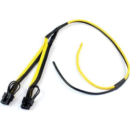 Dual PCI-e PCIe Graphics Video Card Power Cable 1 to 2x(6+2pin) Splitter Cable 12AWG/10AWG (50CM)+16AWG (20CM) for RIG Miner