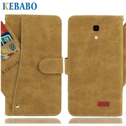 Leather Wallet Irbis SP402 Case 4" Flip Vintage Leather Front Six Card Slots Cases Cover Business Phone Protective Bags