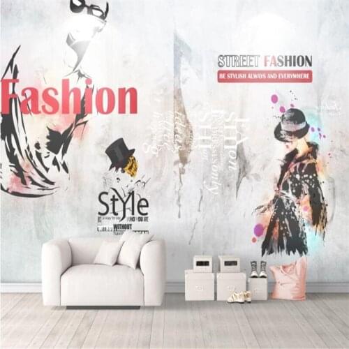 Fashion Watercolor Makeup Cosmetics Shop Wall Paper 3D Clothing Store Industrial Decor Gray Cement Background Mural Wallpaper