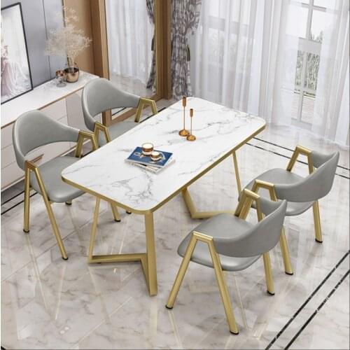 Marble dining table modern minimalist light luxury 4 people coffee shop table and chair combination