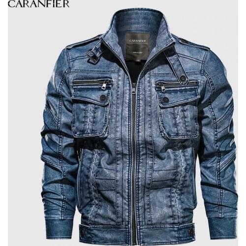 CARANFIER 6XL Mens PU Jacket Leather Coat Autumn Slim Fit Faux Leather Motorcycle Jackets Male Coats 2019 Brand Clothing Coats