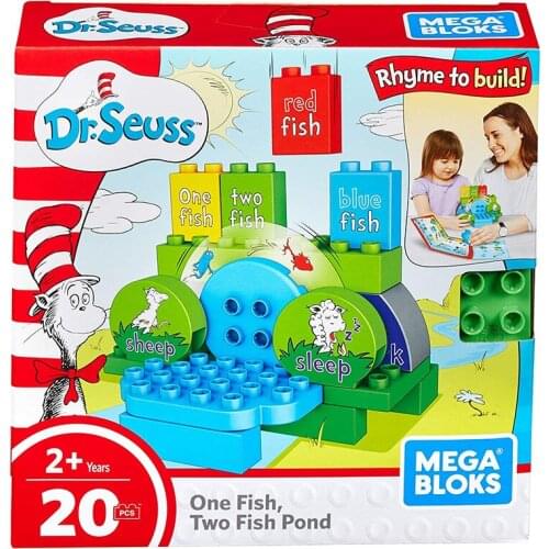 Mega Bloks Dr. Seuss One Fish Two Fish Pond Set Big Building Blocks Educational Toys Construction Toys Best Gift for Ages 3