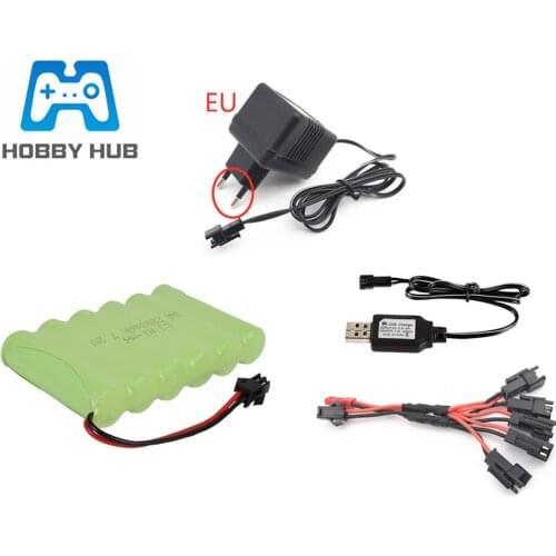 NI-MH 7.2v 2800mah Battery +7.2V Charger Set For Rc toys Boat Cars Tanks Gun Trains NiMH AA 7.2v Rechargeable Battery Pack