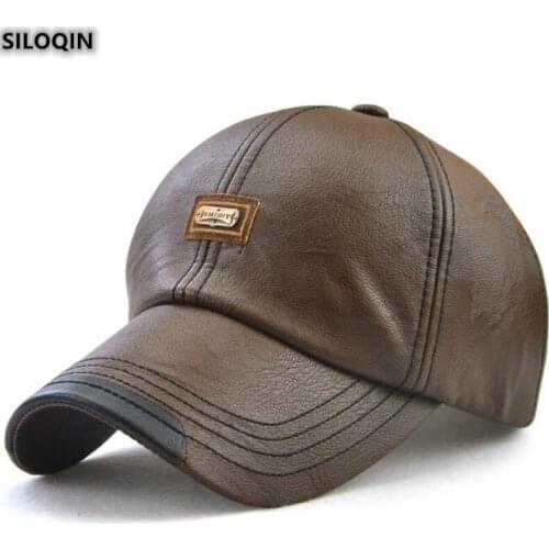 SILOQIN Autumn Winter New Mens Adjustable Size Baseball Cap Trend Leather Snapback Simplicity Sports Peaked Caps Gorra 2021