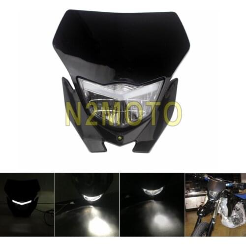 Black Motocross Dual Sport Headlight Fairing For Kawasaki Suzuki Yamaha WR450F WR250F Supermoto Dirt Pit Bike Front Lighthouse