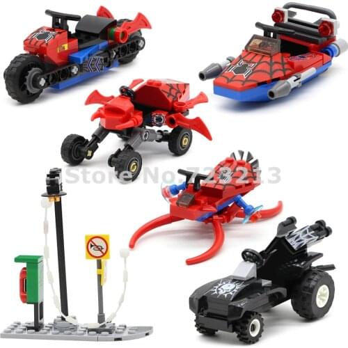 Single Comics Motor Set Aircraft Station Spider Car Model Building Blocks Bricks Toys Children 60011 60012