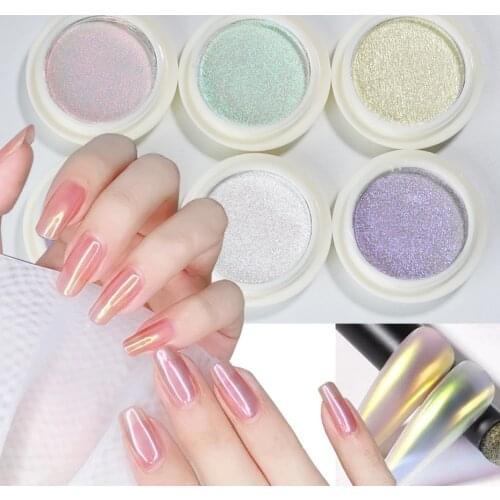 Pearl Nail Glitter Powder Shimmer Aurora Powders Dust Solid Mermaid Chrome Mirror Pigment Gel Polish Nail Art Decor SAG01-06-1