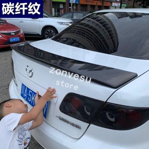 Use For Mazda 6 2005--2013 Year Spoiler ABS Plastic Carbon Fiber Look Rear Trunk Wing Car Body Kit Accessories