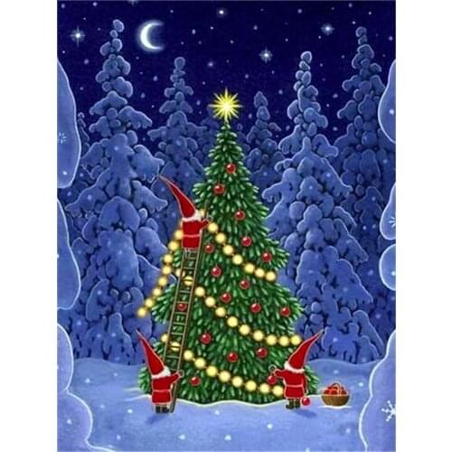 Full Square Diamond Art Kits Winter Rhinestones Diamond Embroidery Cross Stitch Christmas Tree 5D DIY Mosaic Decortion