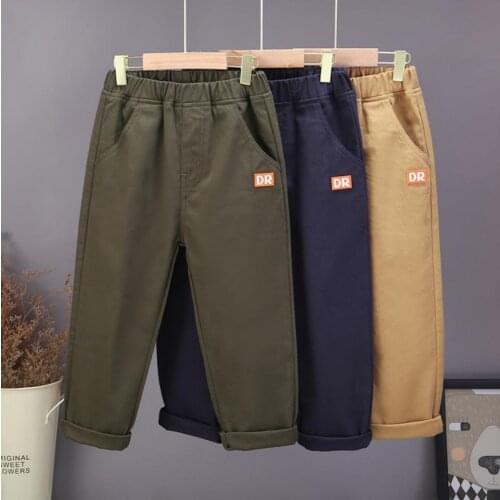 2-8T Boy Casual Pants For Spring 2021 New Elastic Waist Cotton Solid Trousers High Quality