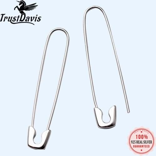Trusta 2018 2Pcs Women Fashion 100% 925 Sterling Silver Paper Clip 3.7cmX0.7cm Dangle Earring For Girl Lady Madam Jewelry DS639