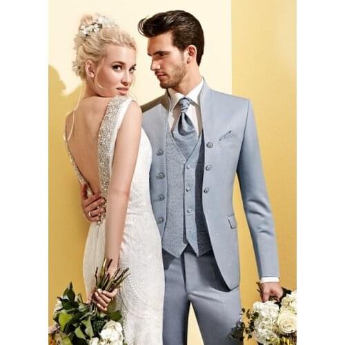 Wedding Mens Suits 3pieces Party Prom Groom Tuxedos Groomsmen Custom Made 2019 Latest Suits For Men Stylish (Jacket+Pant+Vest)