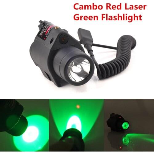 400 Lumen CREE LED Green Flashlight Red Laser Sight Combo With 20mm Rail For Rifle Pistol Gun Accessories