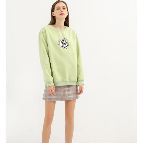 Crew Neck Swearshirt Vintage Green Sweatshirtswomen Printed Stone Skull Sweatshirt Hoodie Women Leisure e girl Grunge Harajuku