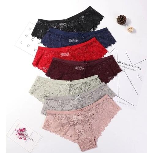 3PCS Sexy Lace Panties Underwear Woman Breathable Soft Hollow Lingerie Female Briefs Panty Transparent Underpants трусы женские