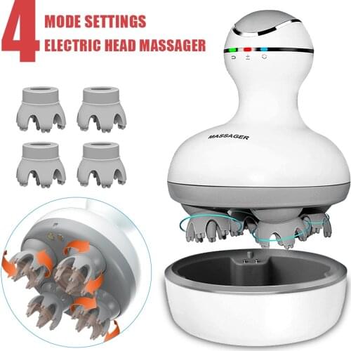 Smart Electric Scalp Massager Wireless Head Capillary Massage Machine Waterproof Deep Tissue Kneading Stress Relief Gratta Testa