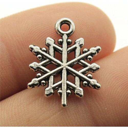 WYSIWYG 20pcs 19x15mm Charms Christmas Snowflake Snow Antique Silver Color Vintage DIY Handmade Jewelry