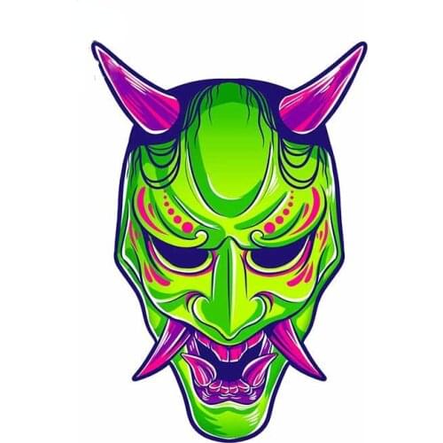 Hannya Green Horror Decal Motocycle Helmet Personality Cover Scratches Waterproof Cartoon Car Stickers Snowboard JDM Assessoires