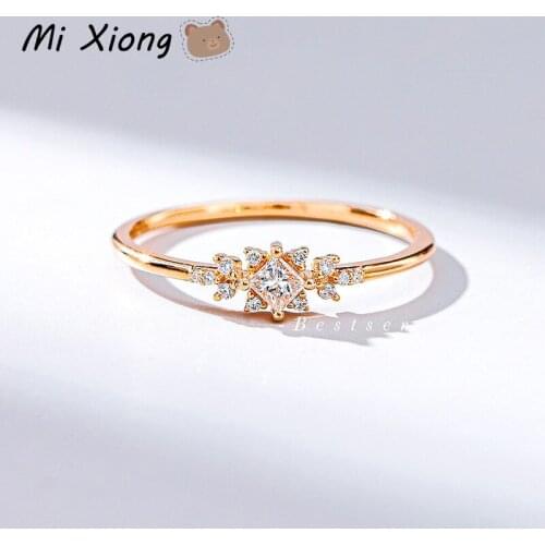 Mi Xiong 925 Sterling Silver Rings for Womens Luxury Jewelry Engagement Elegant Wedding Exquisite Party Gift Classic Geometric