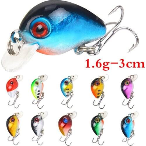 1.6g/3cm Mini Crank Baits Fishing Lures Topwater Bass Carp Wobbler Bait Hard Artificial Plastic Fish Lures Fishing Hook Tackle