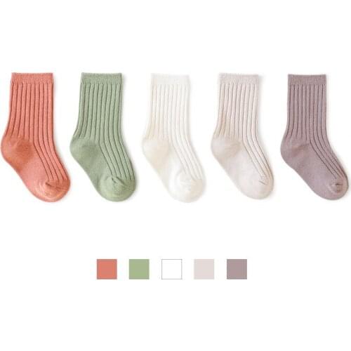 1-8Years Kids Boys Toddlers Girls 5PS/Lot Socks Knee High Long Soft Cotton Baby Socks Fashion Stripped Children Socks