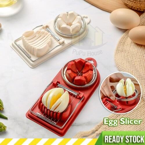 1Pcs 2In1 Multifunctional Portable Stainless Steel Egg Cutter Fruit Slicer Luncheon Meat Cutter Kitchen Home Manual Egg Slicer