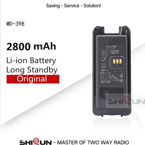 1PC Li-ion MD-398 Battery Pack TYT MD 398 Radio 7.4V 2800mAh Battery for MD-398 Radio TYT Accessory