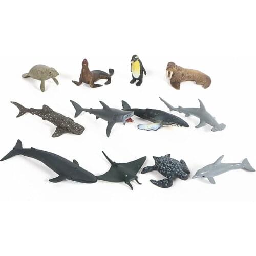 12pcs Ocean Sea Life Simulation Animal Model Sets Shark Whale Turtle Crab Dolphin Action Toy Figures Kids Educational Toys