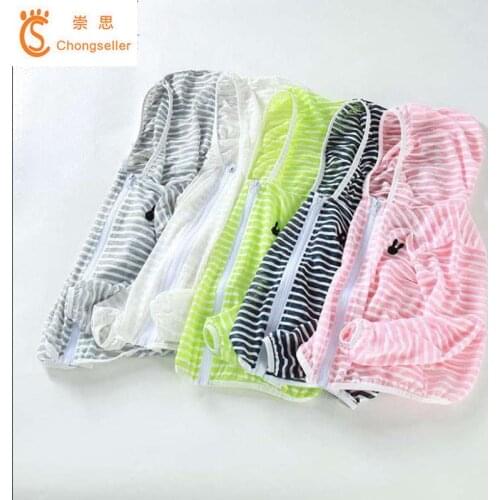 2018 Baby Girls Summer Sunscreen Outerwear Kids Striped Hooded Jackets Children Sun Protection Clothes Zipper Shirt