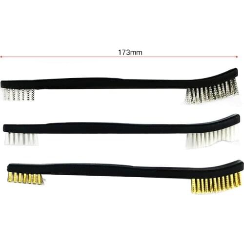 3pcs Brass Wire Brush Mini Double-end Steel Brass Rust Remover Paint Brushes Remove Metal Scrubbing Polishing Burring Brush