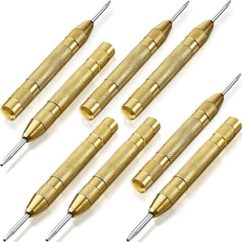 8Pcs Automatic Center Punch Automatic Puncher Spring Punching Hand Tool For Steel, Wood, Metal, Plastic Glass 5 Inch