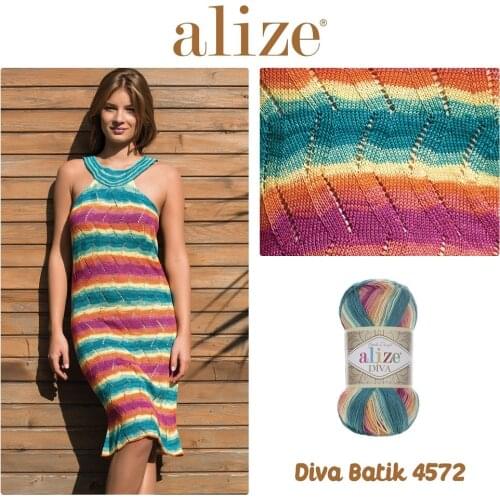 Alize Diva Batik Design Microfiber Acrylic Summer Yarn lace bikini shorts hat, vest, basket bag, do-it-yourself knitting yarn